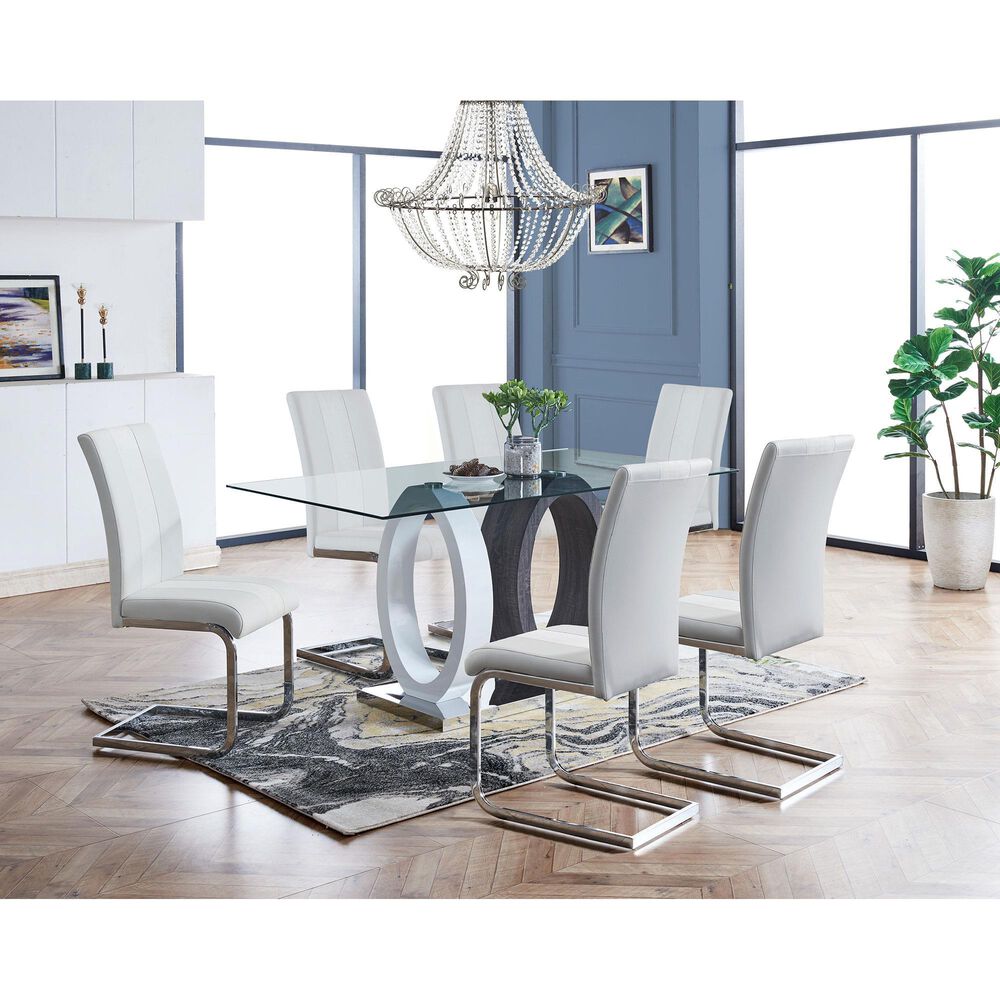 Global Furniture USA Dining Table in White, Silver, Dark Grey and Clear - Table Only, , large