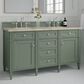 James Martin Brittany 60" Double Bathroom Vanity in Smokey Celadon with 3 cm Tajnar Eclos Top and Rectangular Sinks, , large