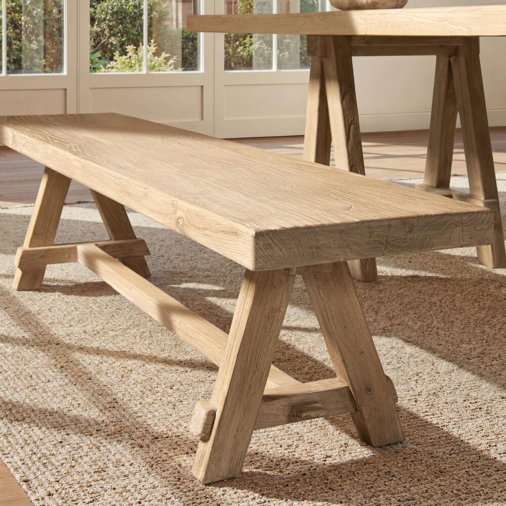 Jennifer Taylor Home Hawthorne 72" Dining Bench in Heritage Light Natural Brown, , large