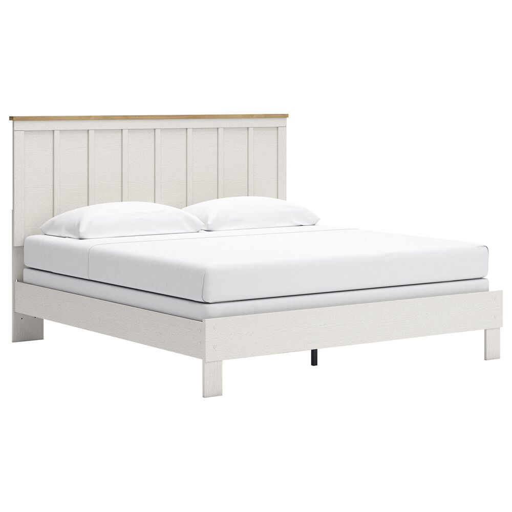 Ashley Linnocreek 5-Piece King Bedroom Set in White and Warm Brown, , large