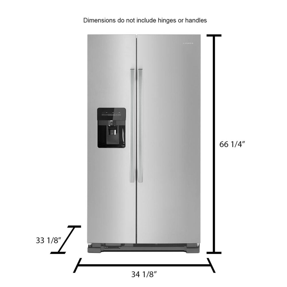Amana 24.6 Cu. Ft. 35.5&quot; Side-by-Side Refrigerator with Dual Pad External Ice and Water Dispenser in Stainless Steel, , large
