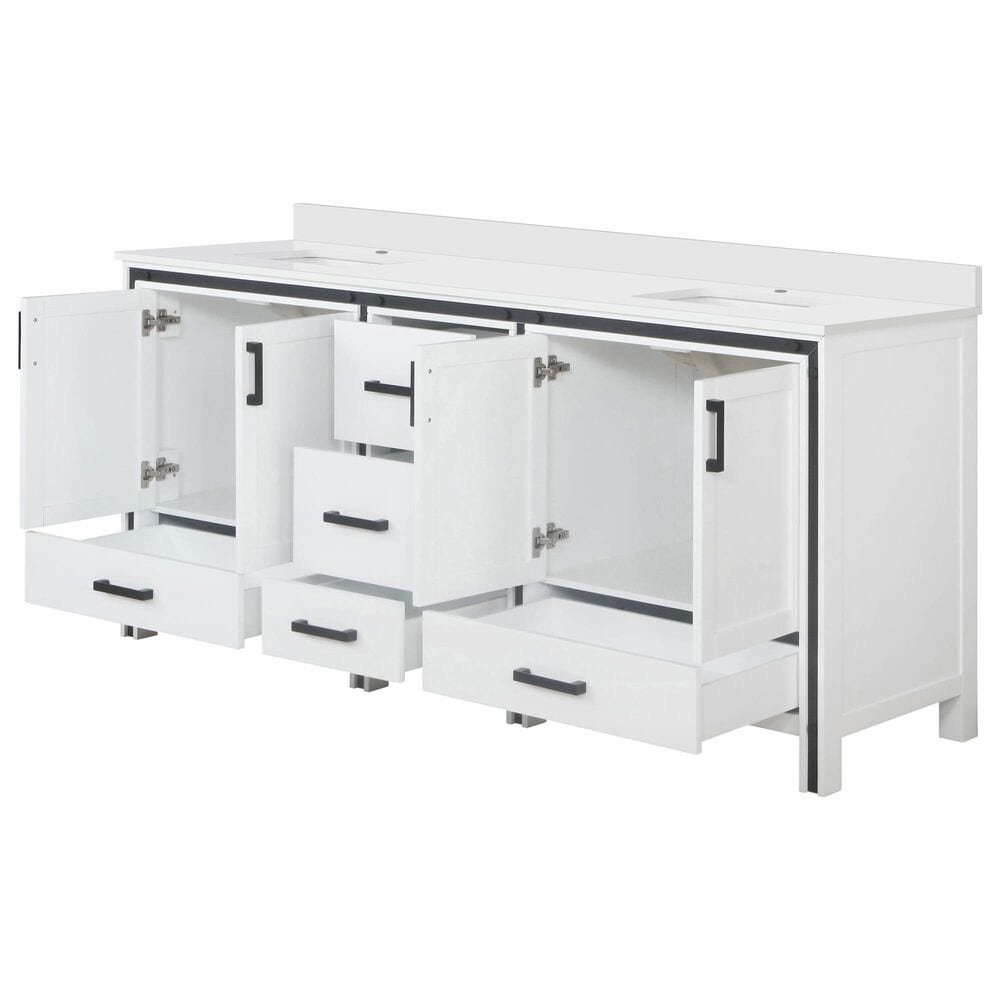 Lexora Home Ziva 80&quot; Double Bathroom Vanity in White with 2 cm White Cultured Marble Top and Rectangular Sinks, , large