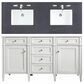 James Martin Vanities Brittany 60" Double Bathroom Vanity in Bright White with 3 cm Charcoal Soapstone Quartz Top, , large