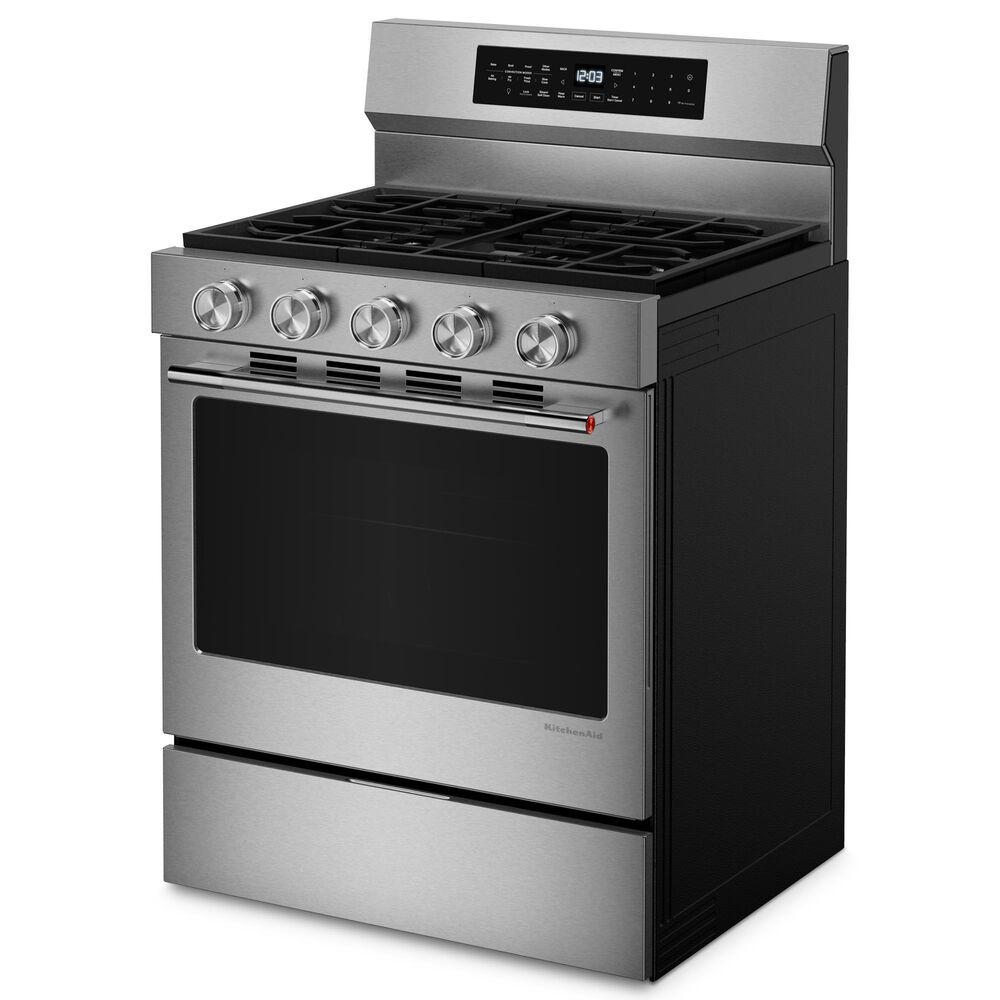 KitchenAid 5.0 Cu. Ft. Smart Freestanding Gas Range with Convection Cooking Modes in Fingerprint Resistant Stainless Steel, , large