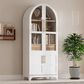 HOMLUX 71" Tall Arched Kitchen Pantry Cabinet with Door Shelves, Farmhouse Kitchen Storage Cabinet with Open & Adjustable Shelves, Hidden Drawer & Glass Door, Cupboard for Kitchen, Dining Room, White, , large