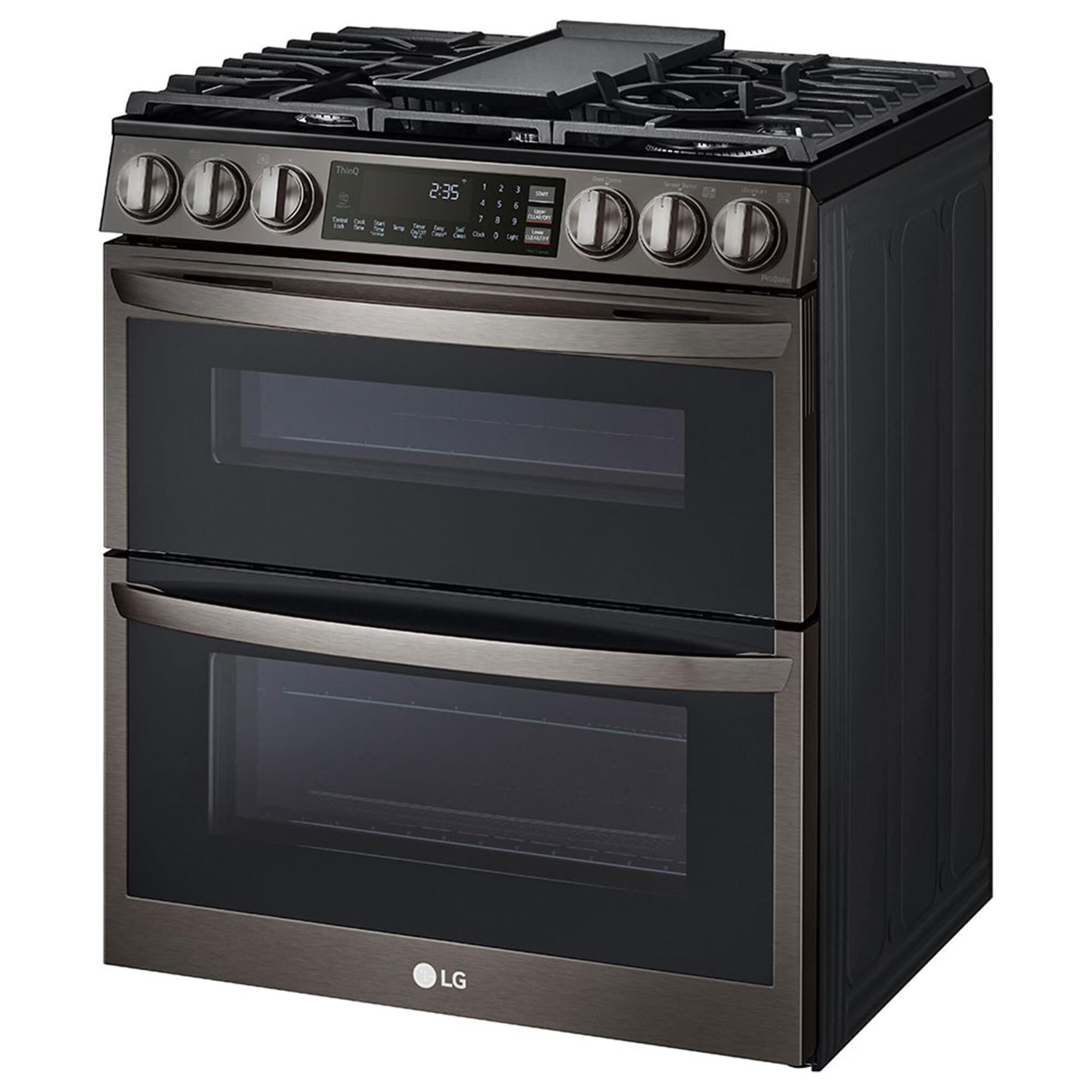 Lg double oven electric range black stainless deals