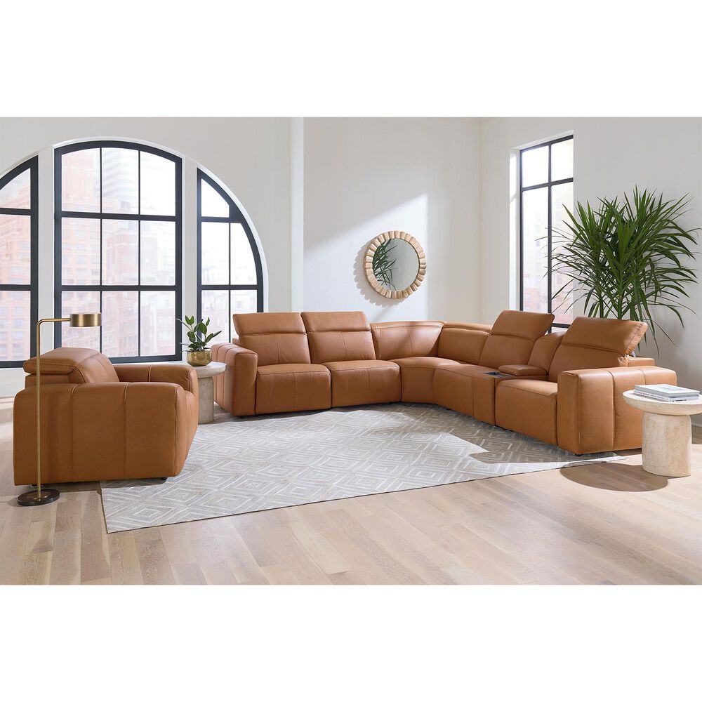 Bassett Airy 6-Piece Leather Power Reclining Sectional in Antelope, , large