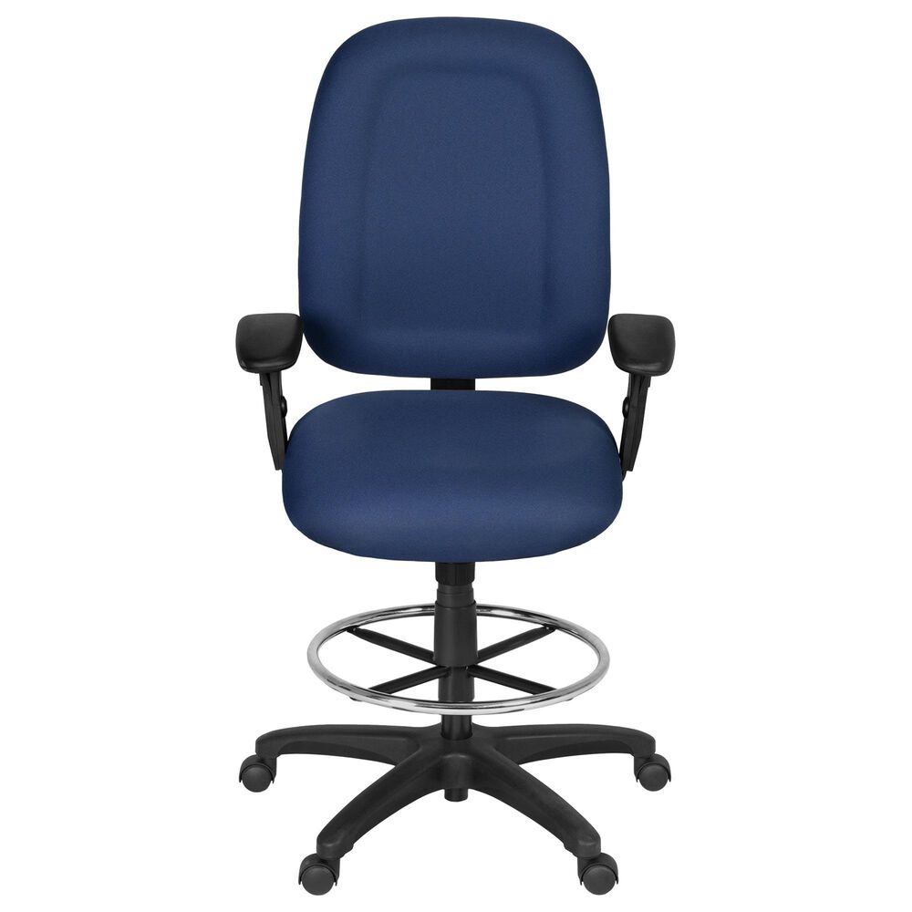 Regency Global Sourcing Comfort Series Multifunctional Swivel Computer Task Chair with Adjustable Arms and Drafting Kit in Navy Blue, , large