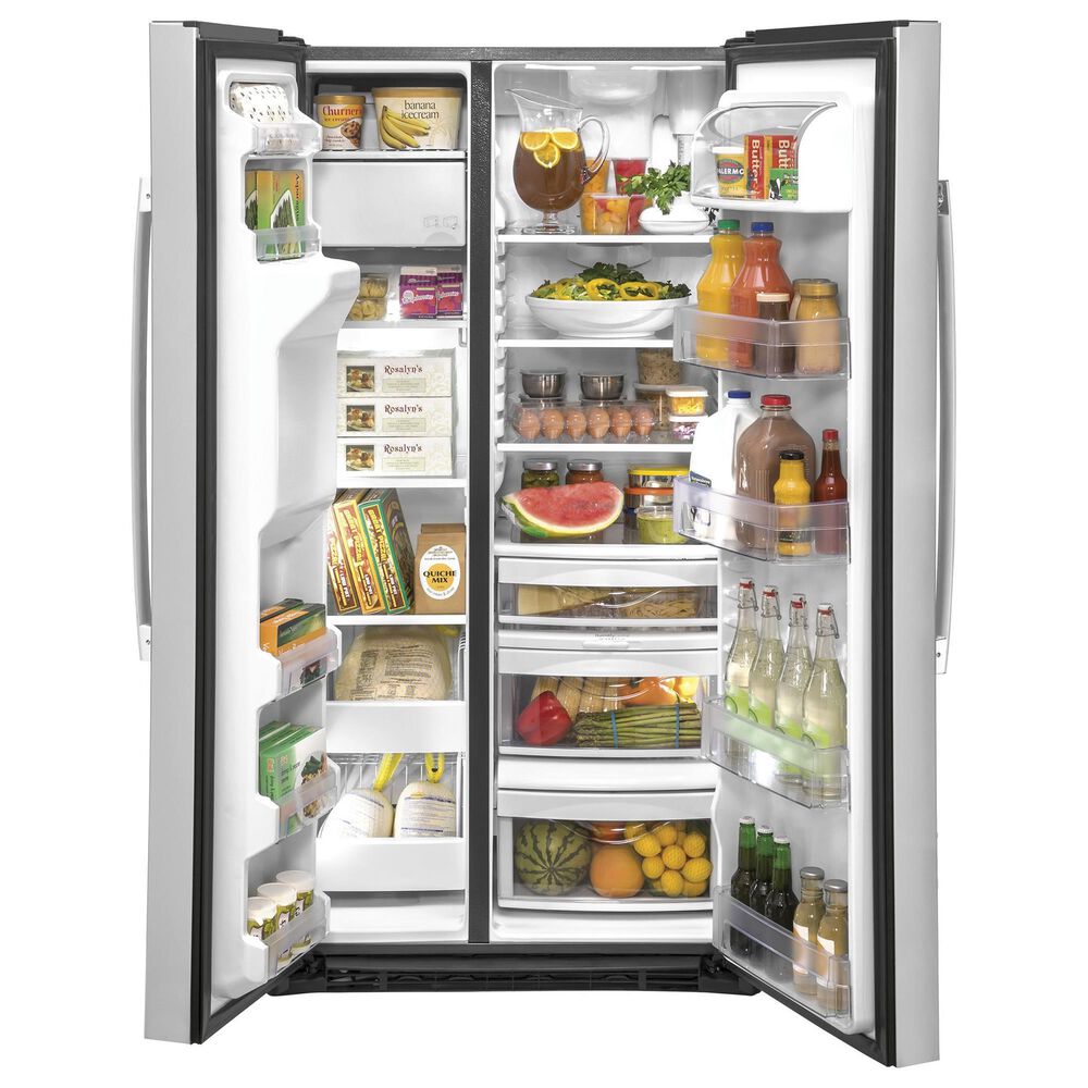 GE Appliances 2-Piece Kitchen Package with 21.8 Cu. Ft. Side-By-Side Refrigerator and Top Control Dishwasher in Fingerprint Resistant Stainless, , large
