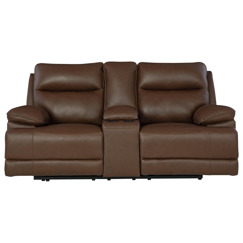 Ashley VonRyan Power Reclining Loveseat with Adjustable Headrest in Tobacco, , large