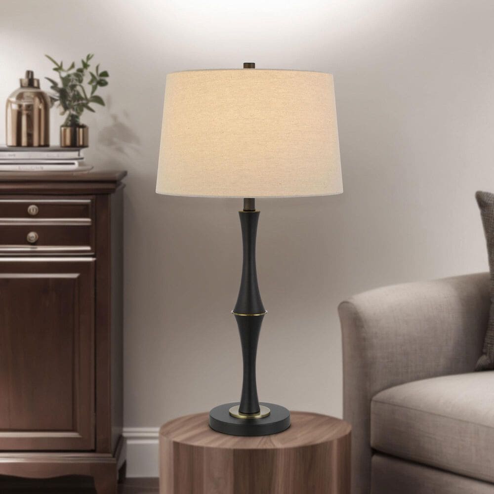 Cal Lighting Salter Cohoes Table Lamp in Matte Black and Antique Brass, , large