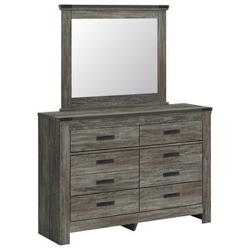Ashley Frandern 6-Drawer Dresser and Mirror in Rustic Warm Gray, , large