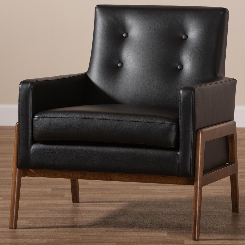 Baxton Studio Perris Lounge Chair in Black, , large