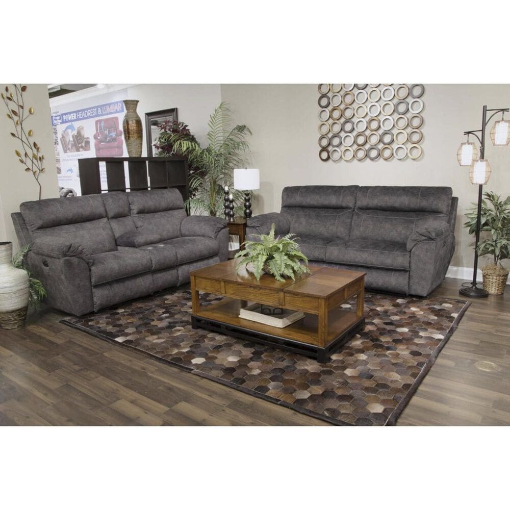 Catnapper Sedona Power Reclining Console Loveseat with Power Headrest in Smoke, , large