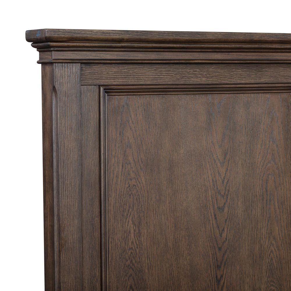 Riva Ridge Oxford 5 Piece King Panel Bedroom Set in Cocoa with AC Outlets and USB Ports, , large