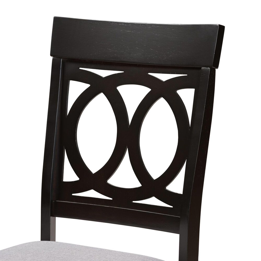 Baxton Studio Lucie Side Chair with Grey Cushion in Espresso Brown (Set of 2), , large