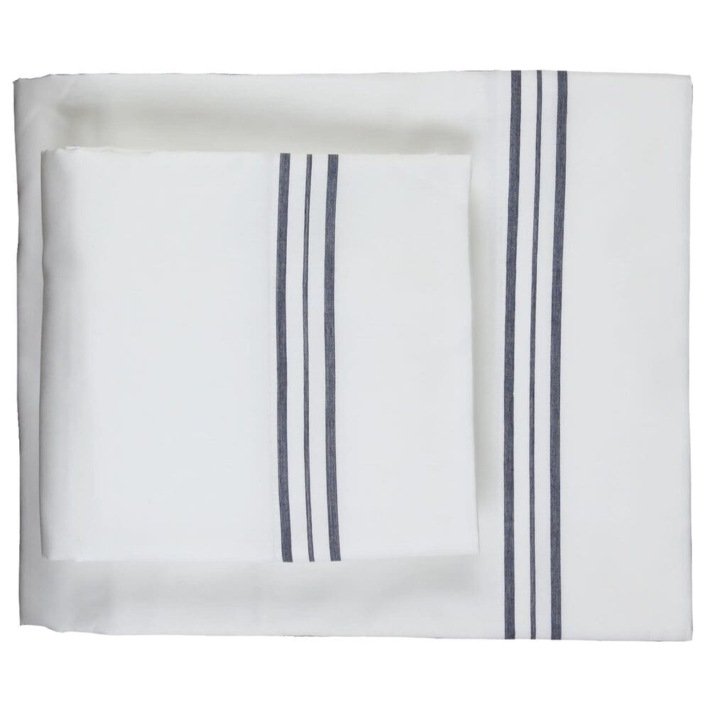 Ann Gish Art Of Home 4-Piece Queen Hem Stripe Sheet Set In White Navy, , large