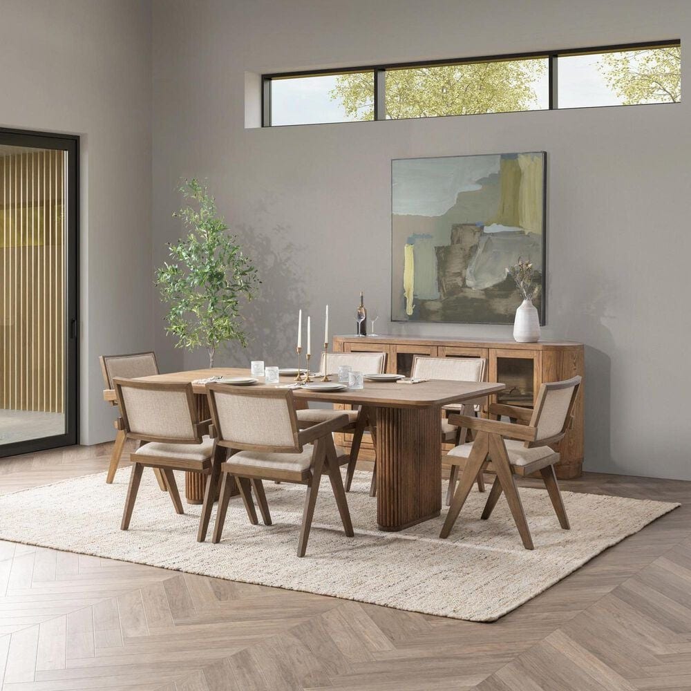 Classic Home Vander Rectangular Double Pedestal Dining Table in Tawny Brown - Table Only, , large