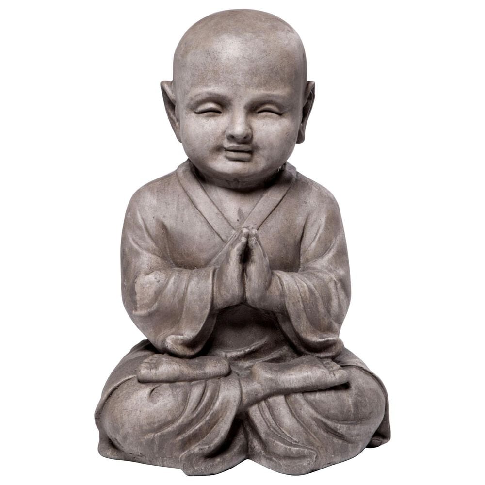 Alfresco Home Praying Buddha Patio Statue in Antique Brown, , large