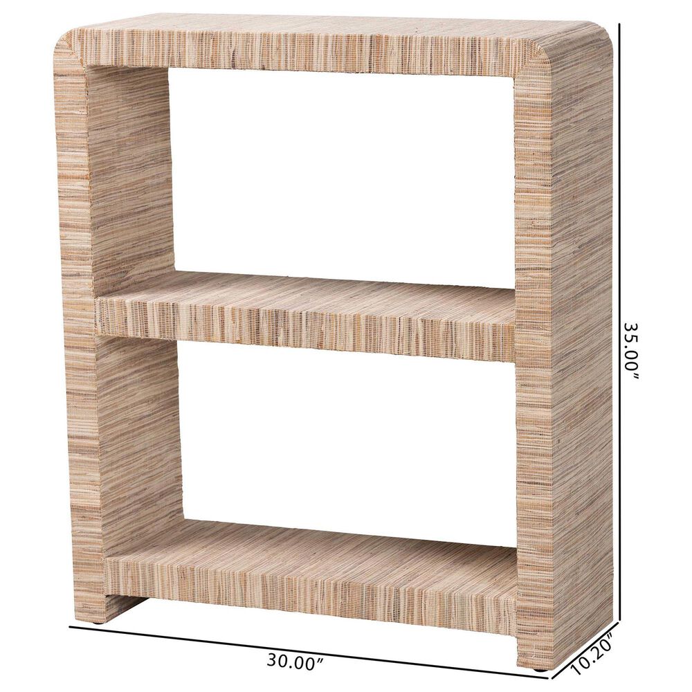 Baxton Studio Lucy 35" Bohemian Bookcase with Open Shelves in Natural, , large