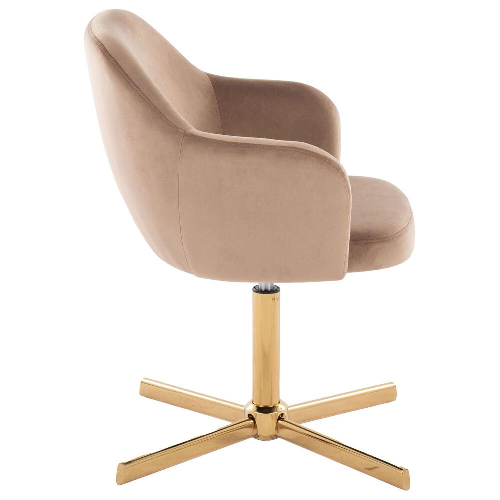 LumiSource Buena Swivel Accent Chair in Brown, , large