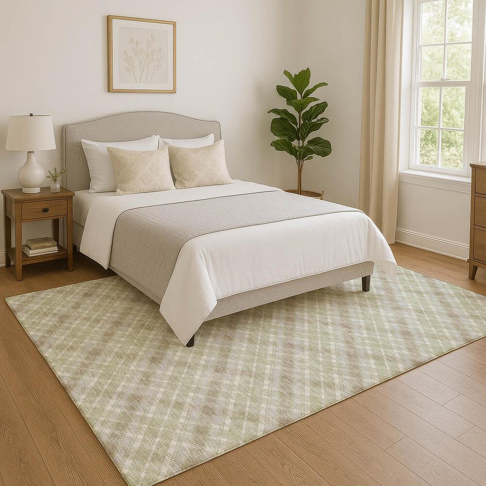 Dalyn Rug Company Soft Essentials Plaid Celery 3' x 5' Indoor/Outdoor Area Rug, , large