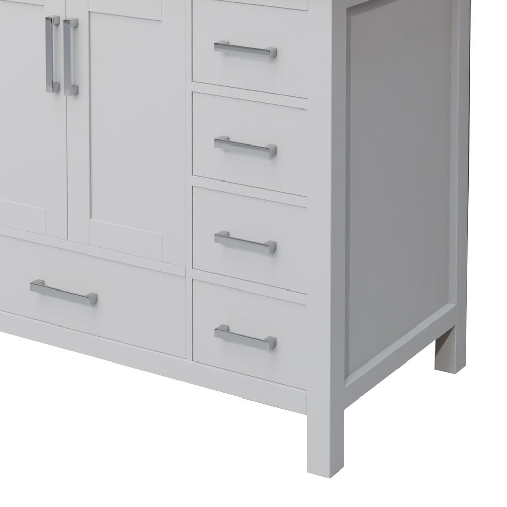 Lexora Home Jacques 36&quot; Left Offset Single Bathroom Vanity in White with 2 cm White Carrara Marble Top and Rectangular Sink, , large