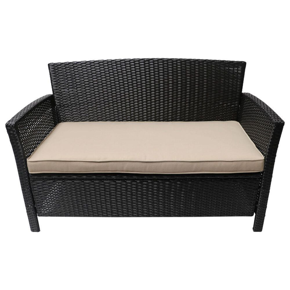 Hearth and Haven ST Lucia Outdoor Loveseat with Tan Cushion in Brown, , large