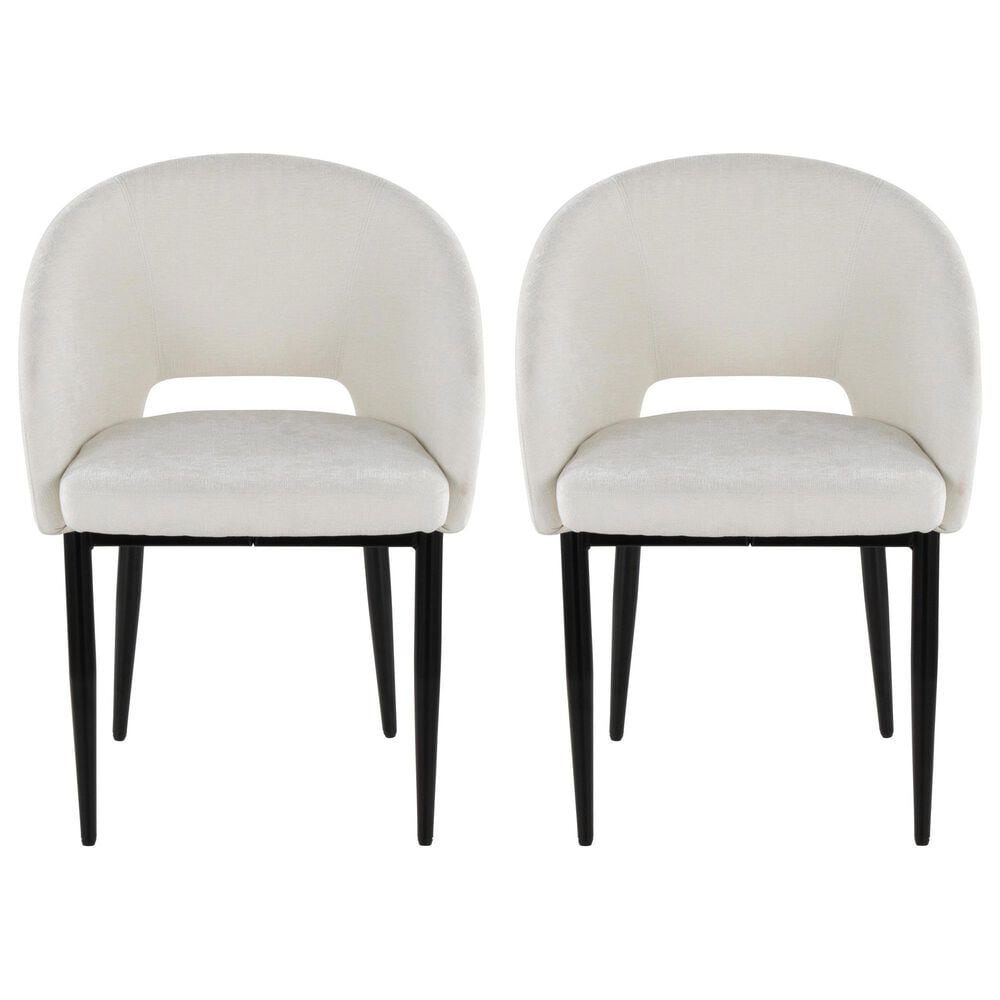LumiSource Renee Arm Chair with Off-White Fabric Cushion in Black (Set of 2), , large