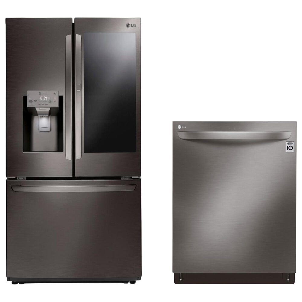 LG 2-Piece Kitchen Package 26 Cu. Ft. French Door Refrigerator and Top Control Dishwasher - Black Stainless Steel, , large