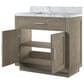 Lexora Home Abbey 36" Single Bathroom Vanity in Grey Oak with 2 cm White Carrara Marble Top and Rectangular Sink, , large