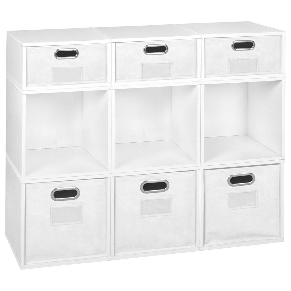 Regency Global Sourcing Niche Cubo 9-Piece Storage Set in White Wood Grain/White, , large