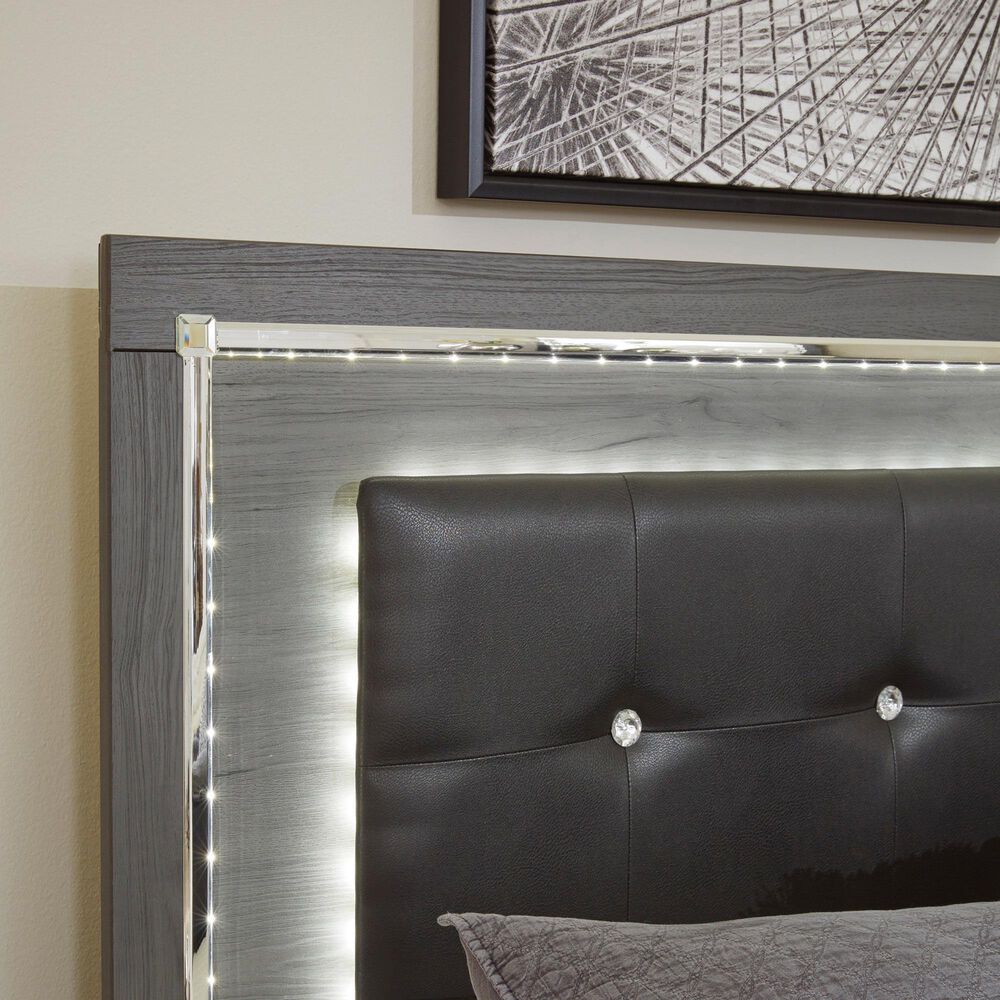 Ashley Lodanna King Panel Bed with 2 Storage Drawers in Gray, , large