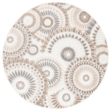 Safavieh Cabana CBN382F 6"7" Round Grey and Ivory Indoor/Outdoor Area Performance Rug, , large