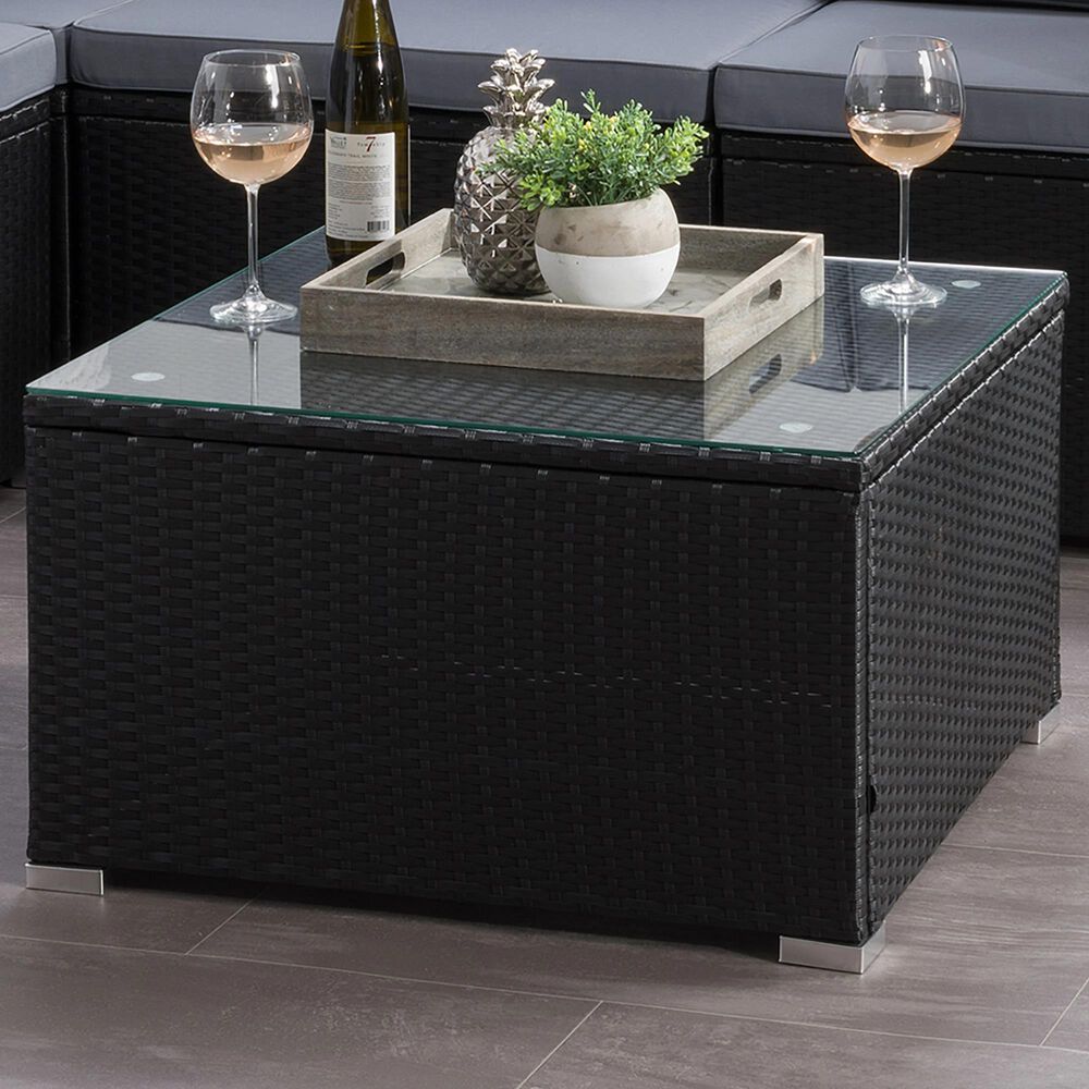 CorLiving Parksville Patio Square Coffee Table in Black, , large