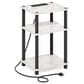 HOMLUX 3-Tier Turn-N-Tube End Table with 2 USB ports in Marble White and Black, , large