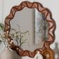 Baxton Studio Bahati Sculpted Wavy Round Wall Mirror in Mahogany Brown, , large