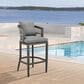 Armen Living Zella Patio Bar Stool with Earl Gray Cushion in Gray, , large