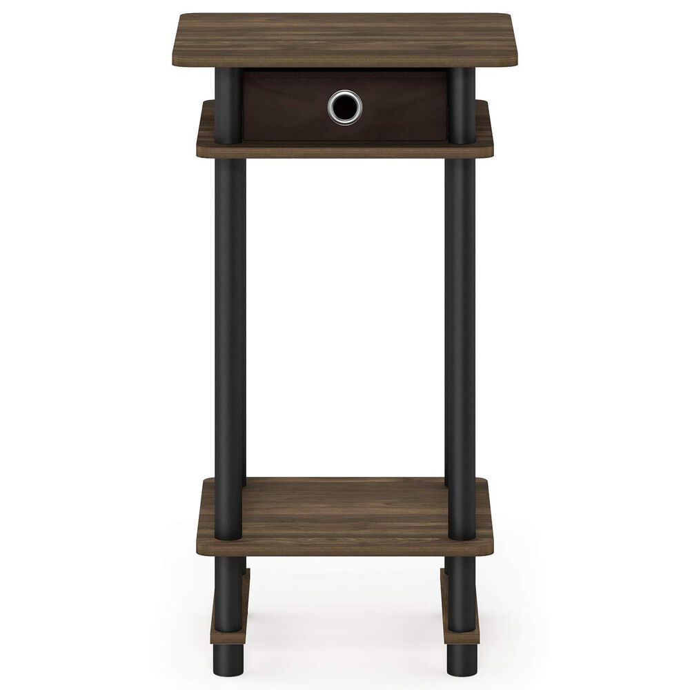 HOMLUX Turn-N-Tube Tall End Table in Columbia Walnut, Black and Dark Brown, , large