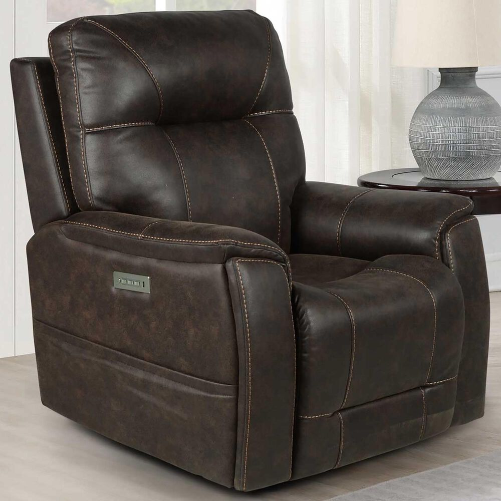 Steve Silver Lexington Triple Power Media Recliner in Saddle Brown, , large