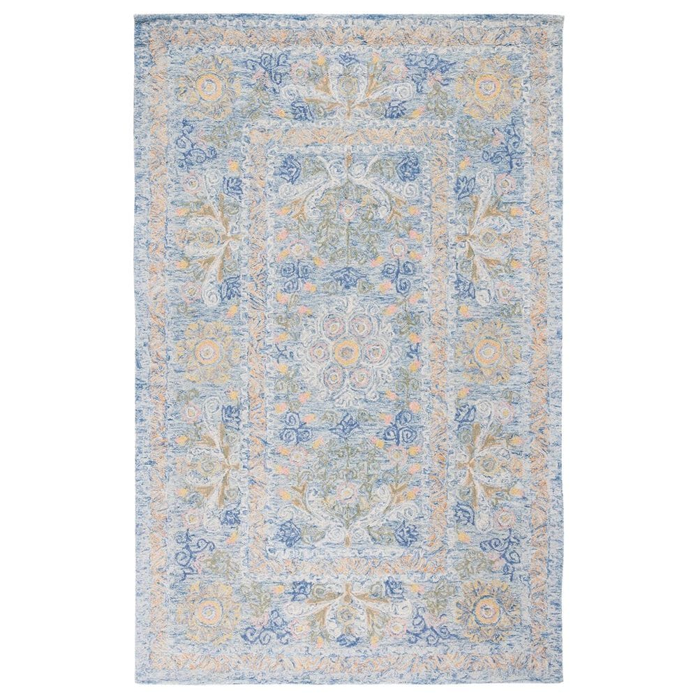 Safavieh Micro-Loop Oriental 5" x 8" Blue and Green Area Rug, , large