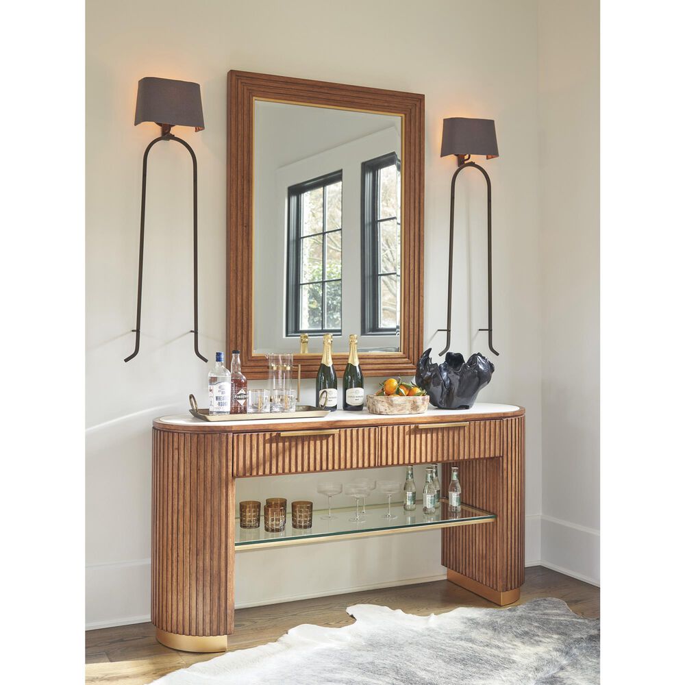 Lexington Furniture Cassia Rectangular Mirror in Sierra Tan and Satin Gold, , large