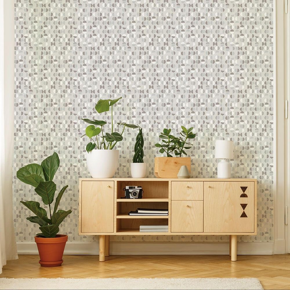 Tempaper Coffee Beans Stone Grey Peel and Stick Wallpaper, , large