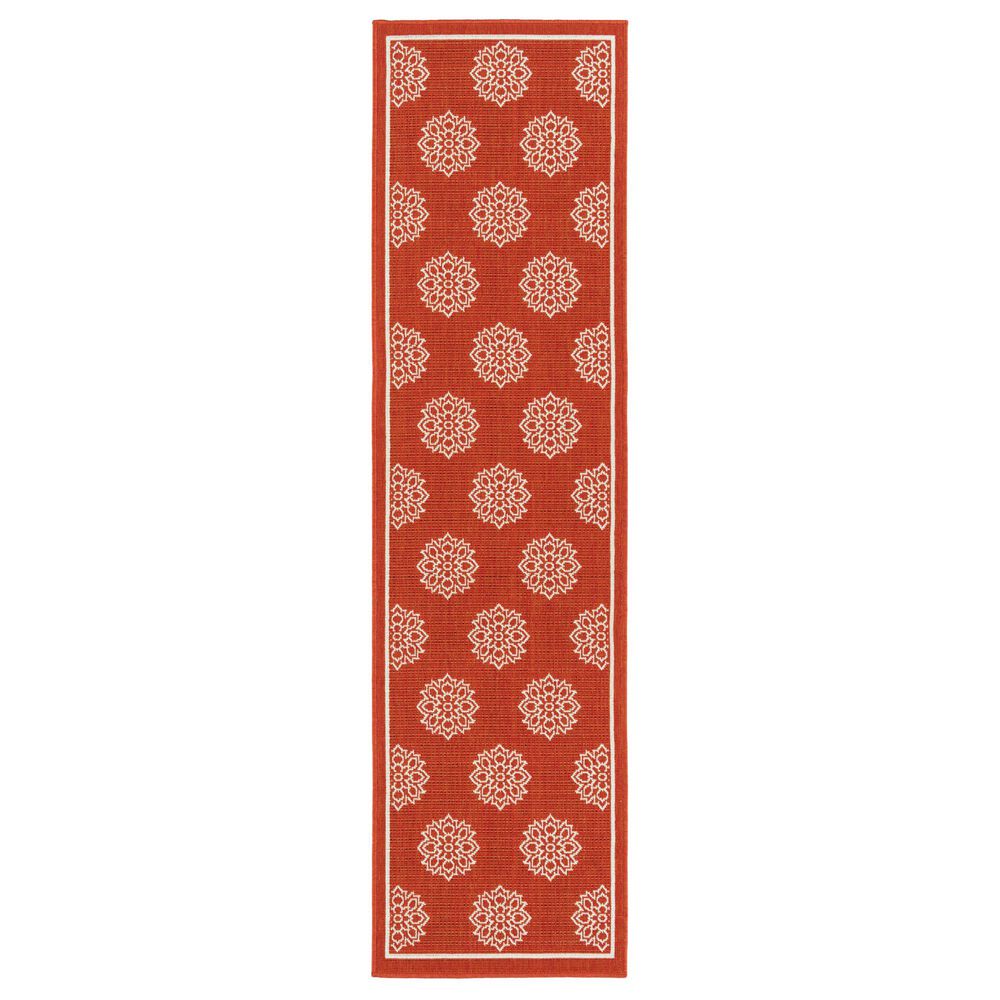 Kaleen Rugs Amalie AML07-32 2"2" x 8" Tangerine and Ivory Indoor/Outdoor Area Rug, , large