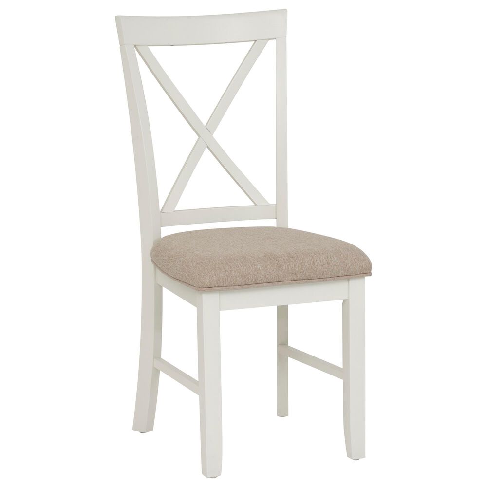 Linon Home Decor Jane Side Chair with Light Tan Cushion in Vanilla White, , large