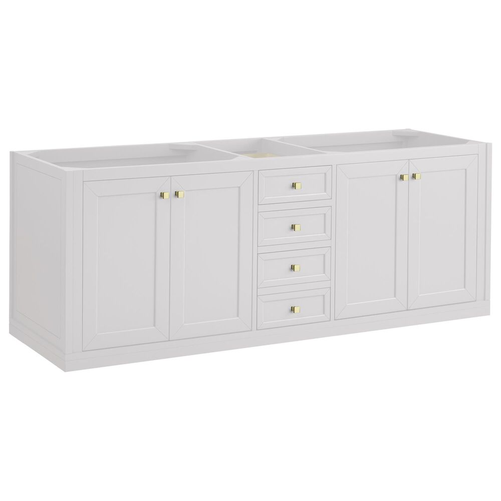 James Martin Vanities Chicago 72" Double Bathroom Vanity in Glossy White with 3 cm Ethereal Noctis Quartz Top, Rectangular Sinks and FreePower Wireless Charger, , large