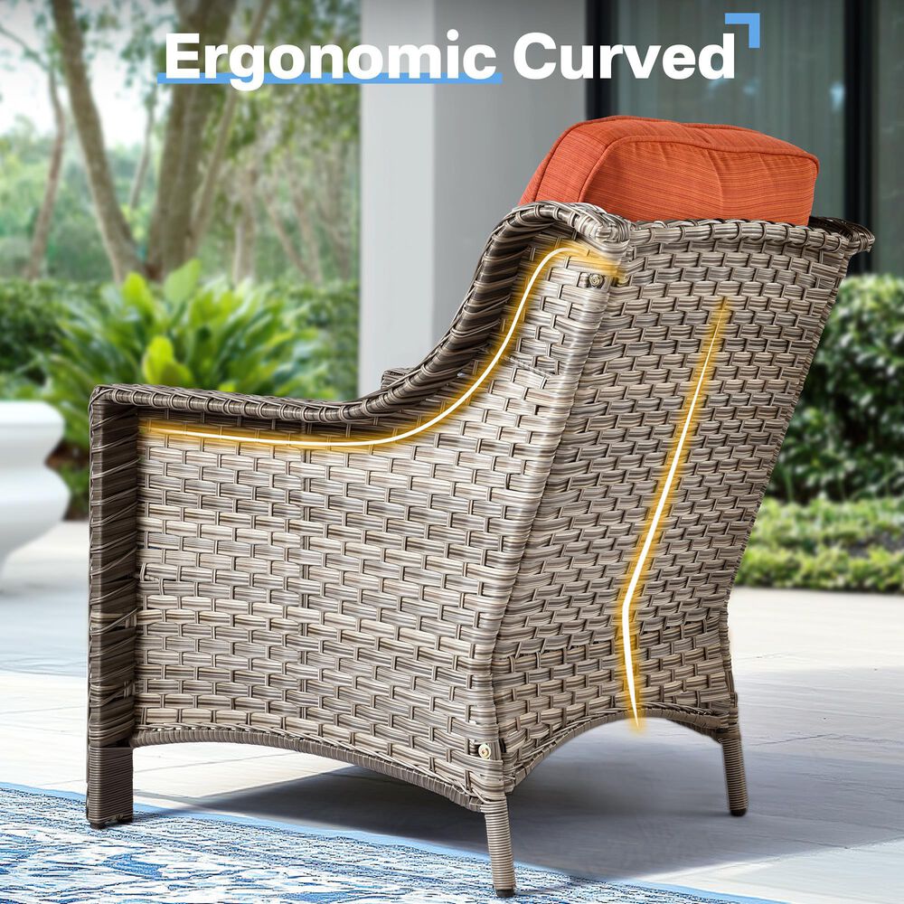 HOMLUX 6-Piece Patio Conversation Set with Coffee Table in Orange Red, , large