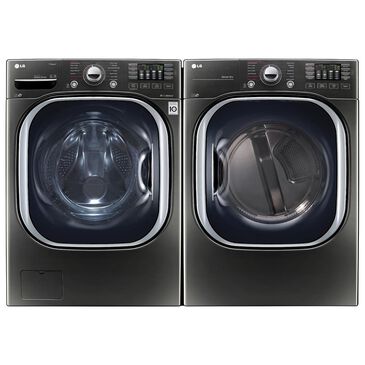 LG 4.5 Cu. Ft. Front Load Washer and 7.4 Cu. Ft. Gas Dryer With Steam in Black Stainless Steel, , large