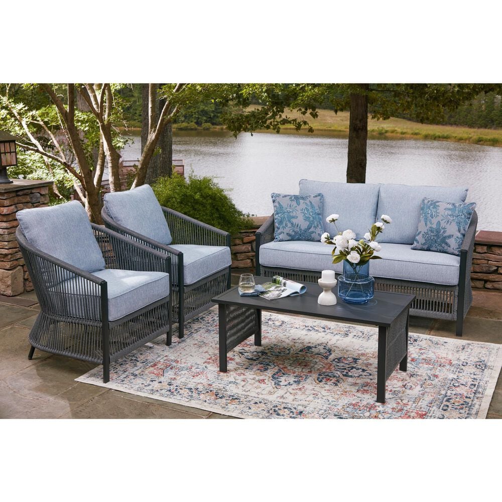 Ashley Bridges Beach 4-Piece Patio Conversation Set in Gray, , large