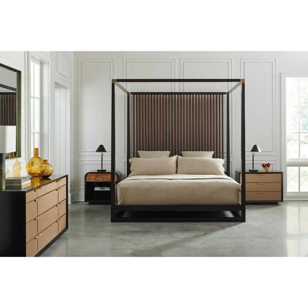 Schnadig Triple Wrap 3-Drawer Nightstand in Dark Chocolate and Champagne Gold, , large